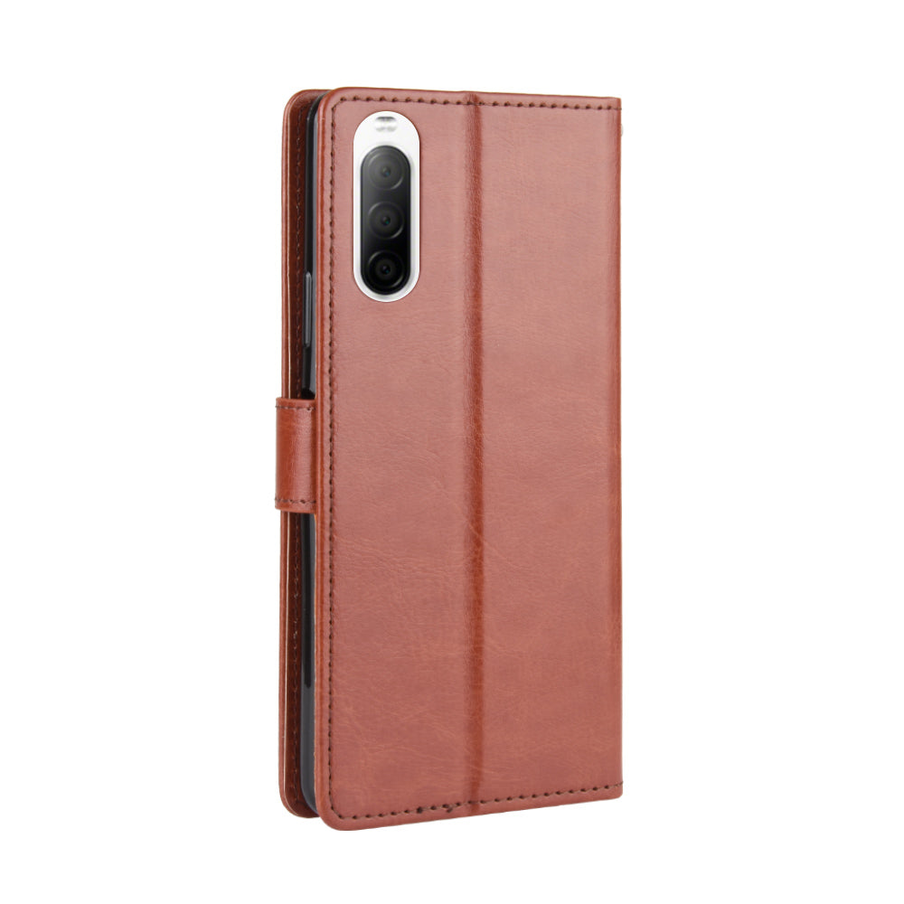 Crazy Horse Flip Leather Protective Cover with Wallet for Sony Xperia 10 II