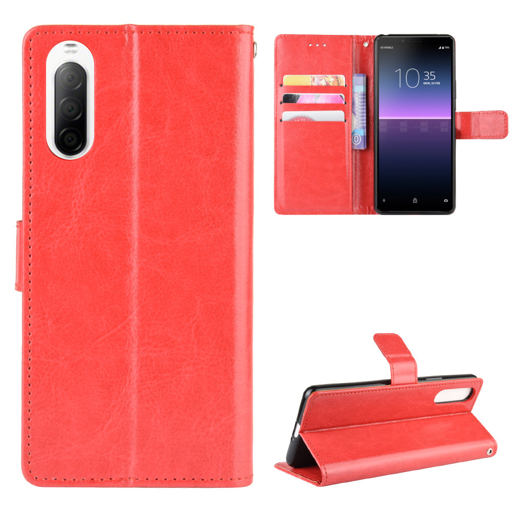 Crazy Horse Flip Leather Protective Cover with Wallet for Sony Xperia 10 II