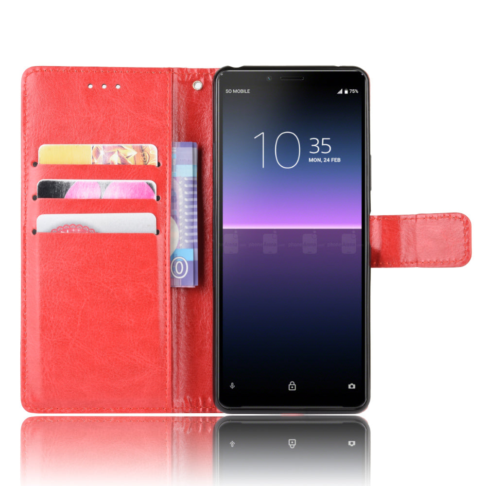 Crazy Horse Flip Leather Protective Cover with Wallet for Sony Xperia 10 II