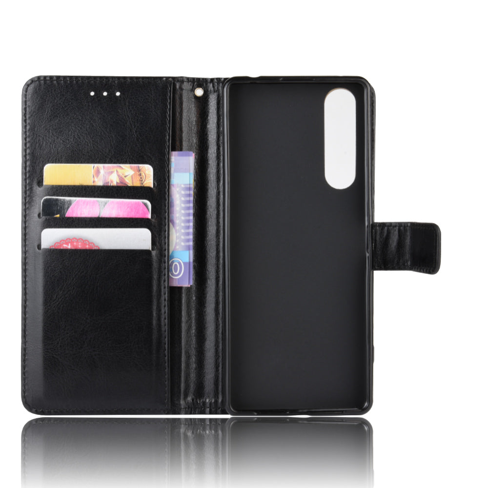 For Sony Xperia 1 II Crazy Horse PU Leather Wallet Cell Phone Cover