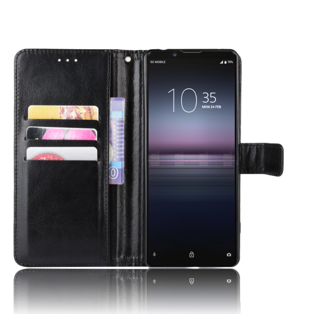 For Sony Xperia 1 II Crazy Horse PU Leather Wallet Cell Phone Cover
