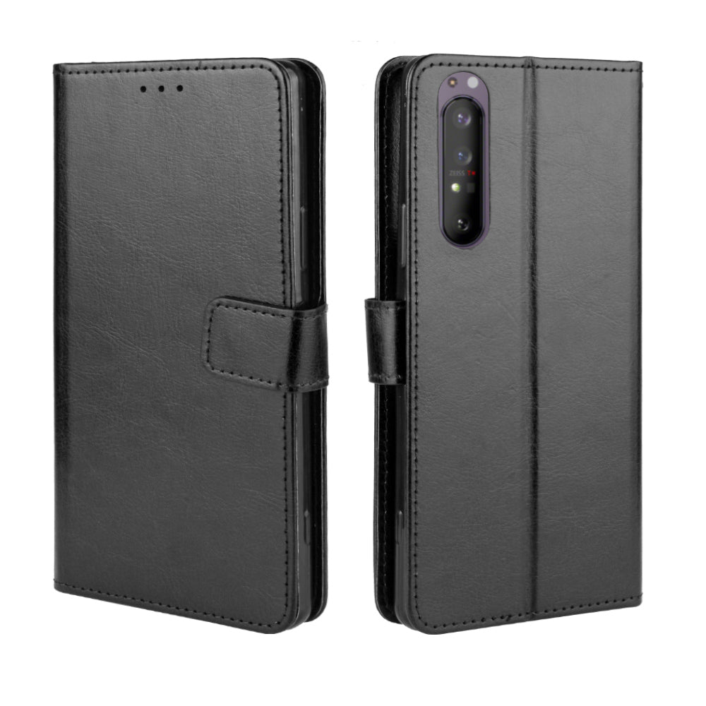 For Sony Xperia 1 II Crazy Horse PU Leather Wallet Cell Phone Cover