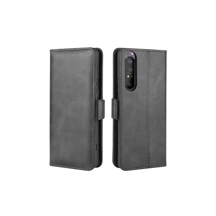 Double Clasp Flip Leather Wallet Stand Phone Cover for Sony Xperia 1 II