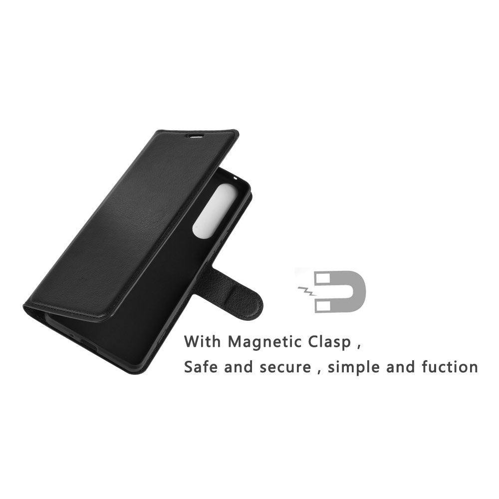 Litchi Skin Wallet Leather Stand Case for Sony Xperia 1 II