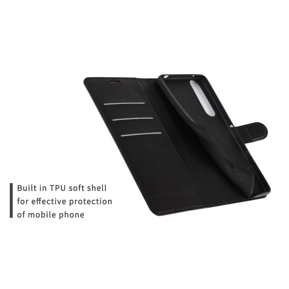 Litchi Skin Wallet Leather Stand Case for Sony Xperia 1 II