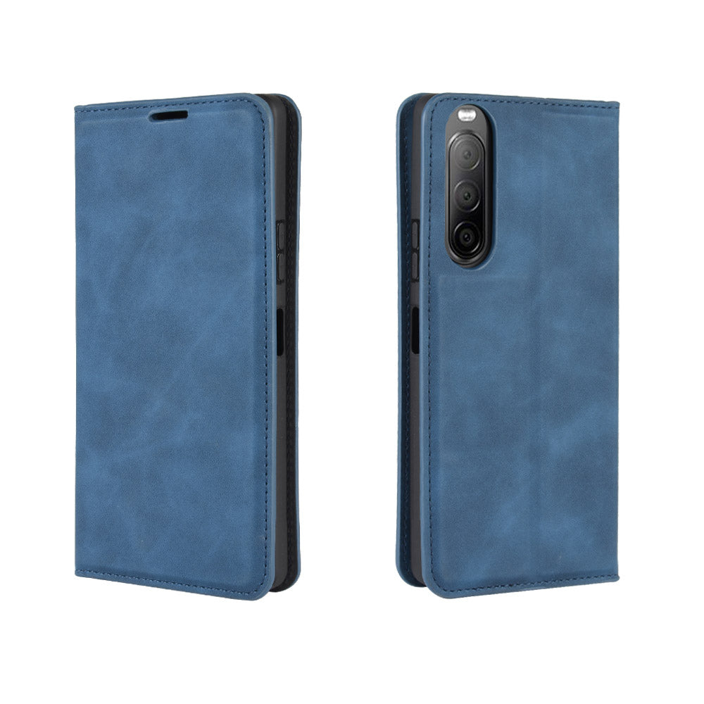 Silky Touch Auto-absorbed Flip Leather Wallet Stand Case for Sony Xperia 10 II