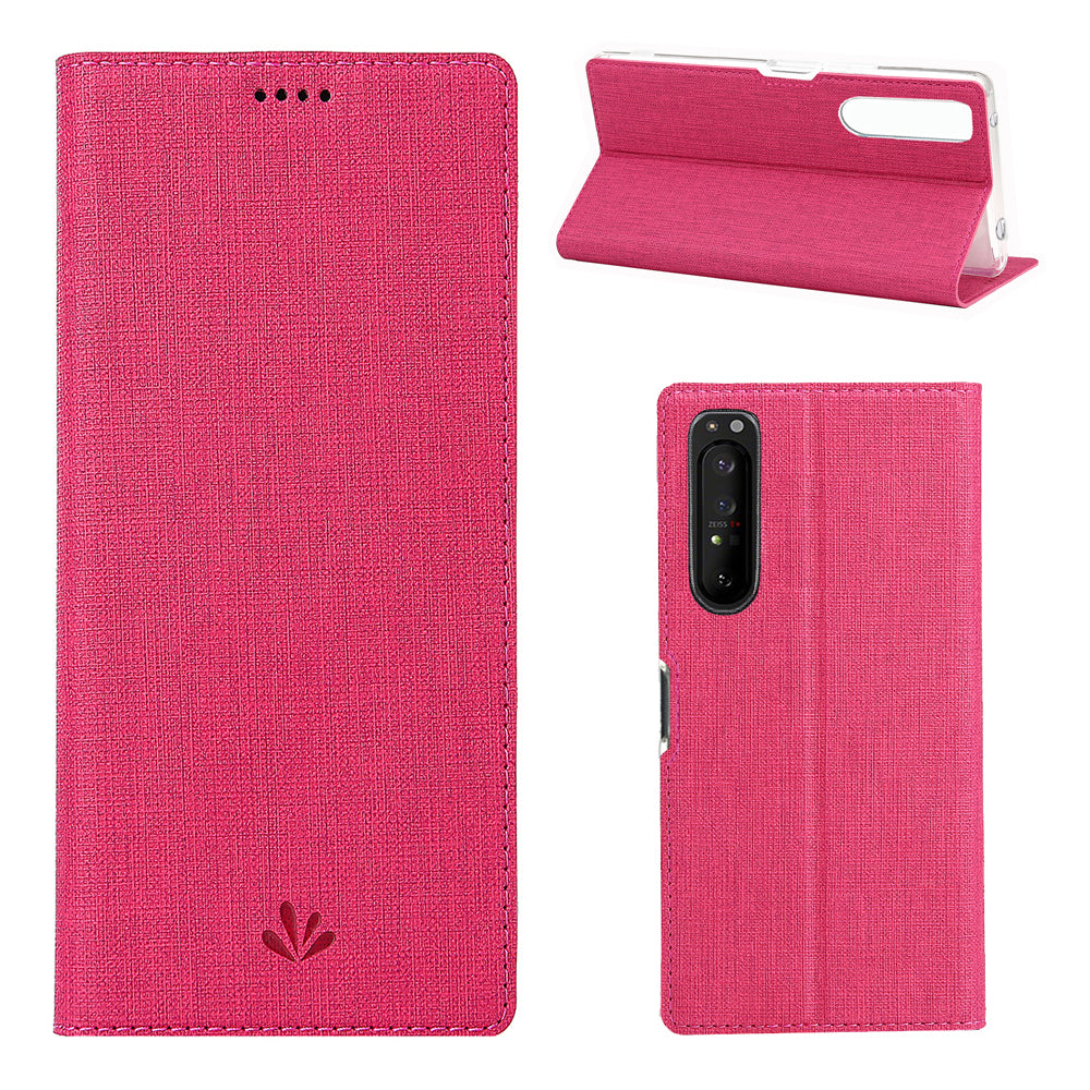 VILI DMX Cross Texture Card Holder Leather Stand Shell for Sony Xperia 1 II
