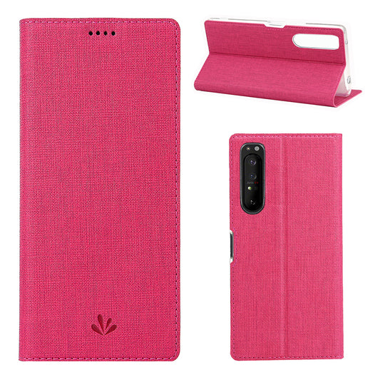 VILI DMX Cross Texture Card Holder Leather Stand Shell for Sony Xperia 1 II