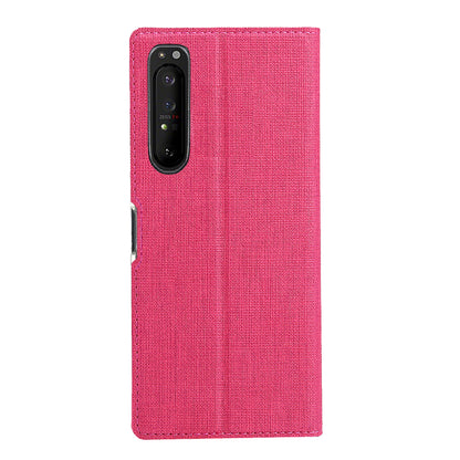 VILI DMX Cross Texture Card Holder Leather Stand Shell for Sony Xperia 1 II