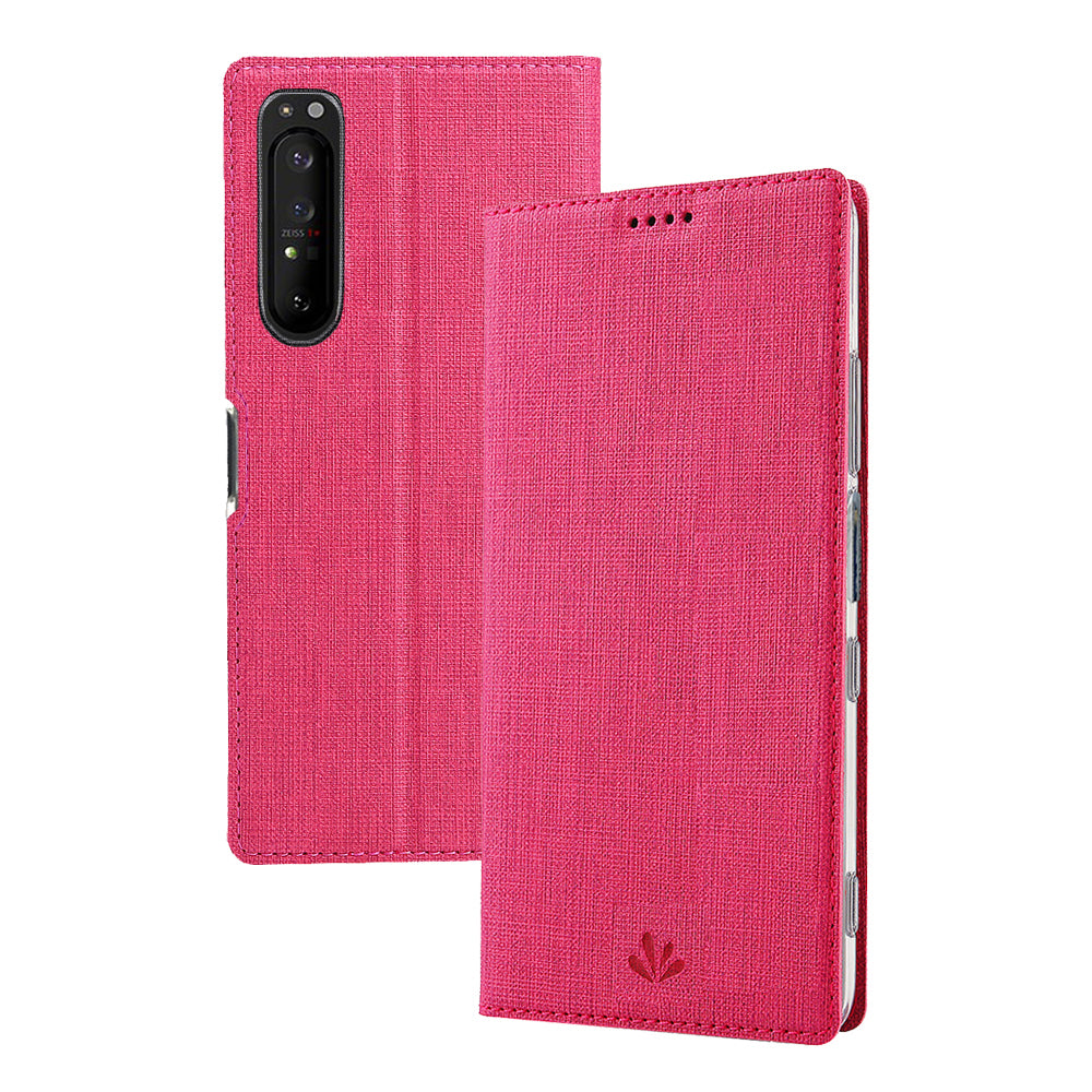VILI DMX Cross Texture Card Holder Leather Stand Shell for Sony Xperia 1 II