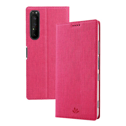 VILI DMX Cross Texture Card Holder Leather Stand Shell for Sony Xperia 1 II