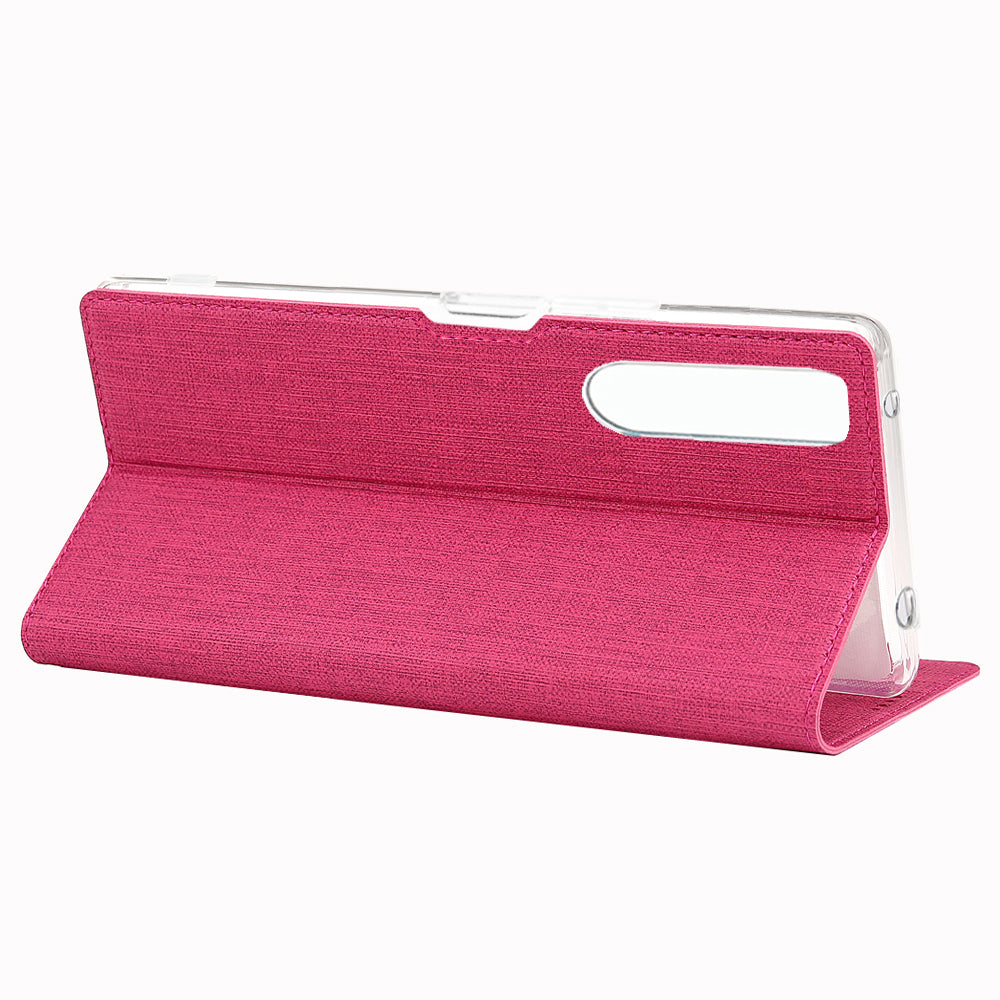 VILI DMX Cross Texture Card Holder Leather Stand Shell for Sony Xperia 1 II