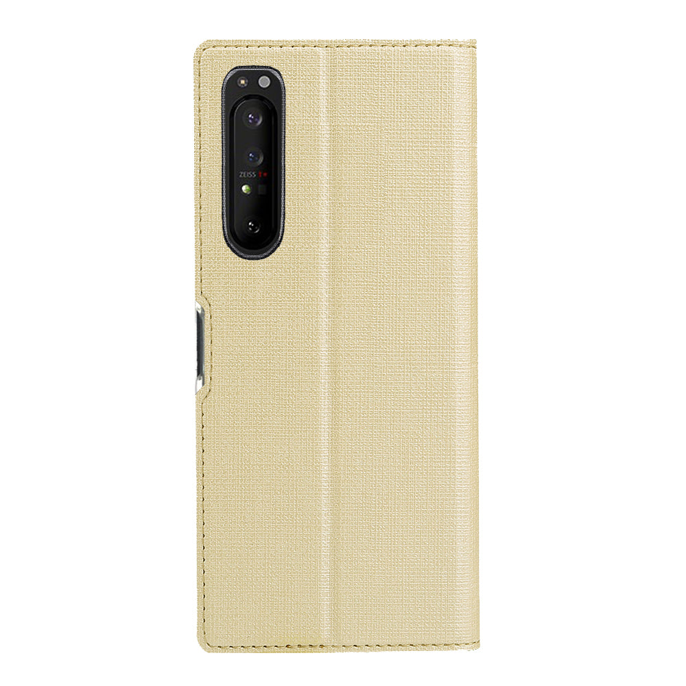 VILI DMX Cross Texture Card Holder Leather Stand Shell for Sony Xperia 1 II