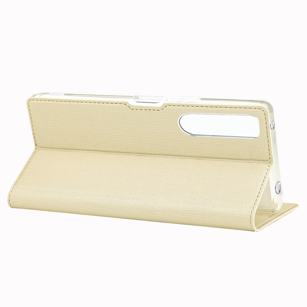 VILI DMX Cross Texture Card Holder Leather Stand Shell for Sony Xperia 1 II