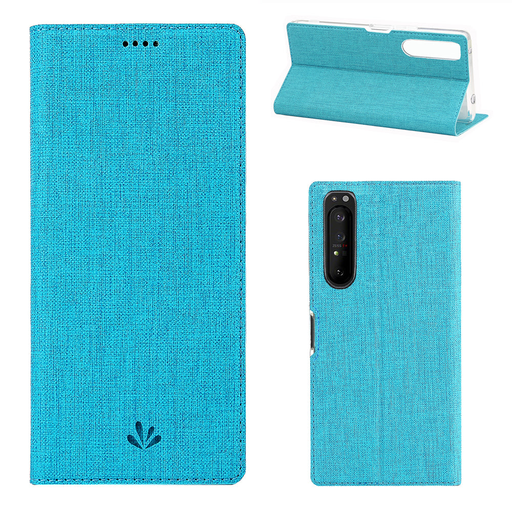 VILI DMX Cross Texture Card Holder Leather Stand Shell for Sony Xperia 1 II