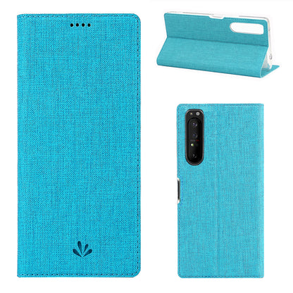 VILI DMX Cross Texture Card Holder Leather Stand Shell for Sony Xperia 1 II
