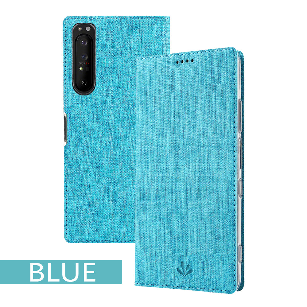 VILI DMX Cross Texture Card Holder Leather Stand Shell for Sony Xperia 1 II