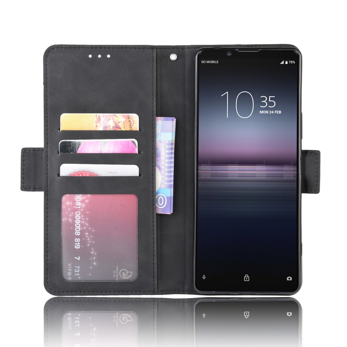 Leather Shell with Multiple Card Slots for Sony Xperia 1 II