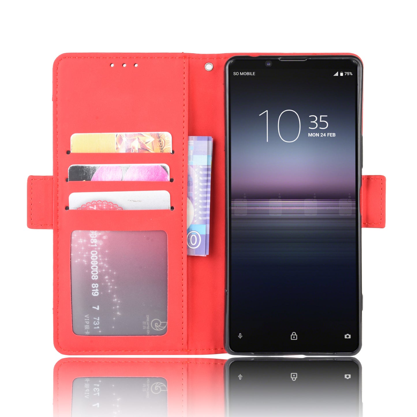 Leather Shell with Multiple Card Slots for Sony Xperia 1 II