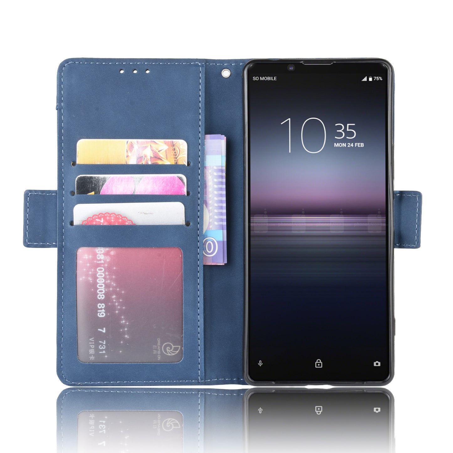 Leather Shell with Multiple Card Slots for Sony Xperia 1 II
