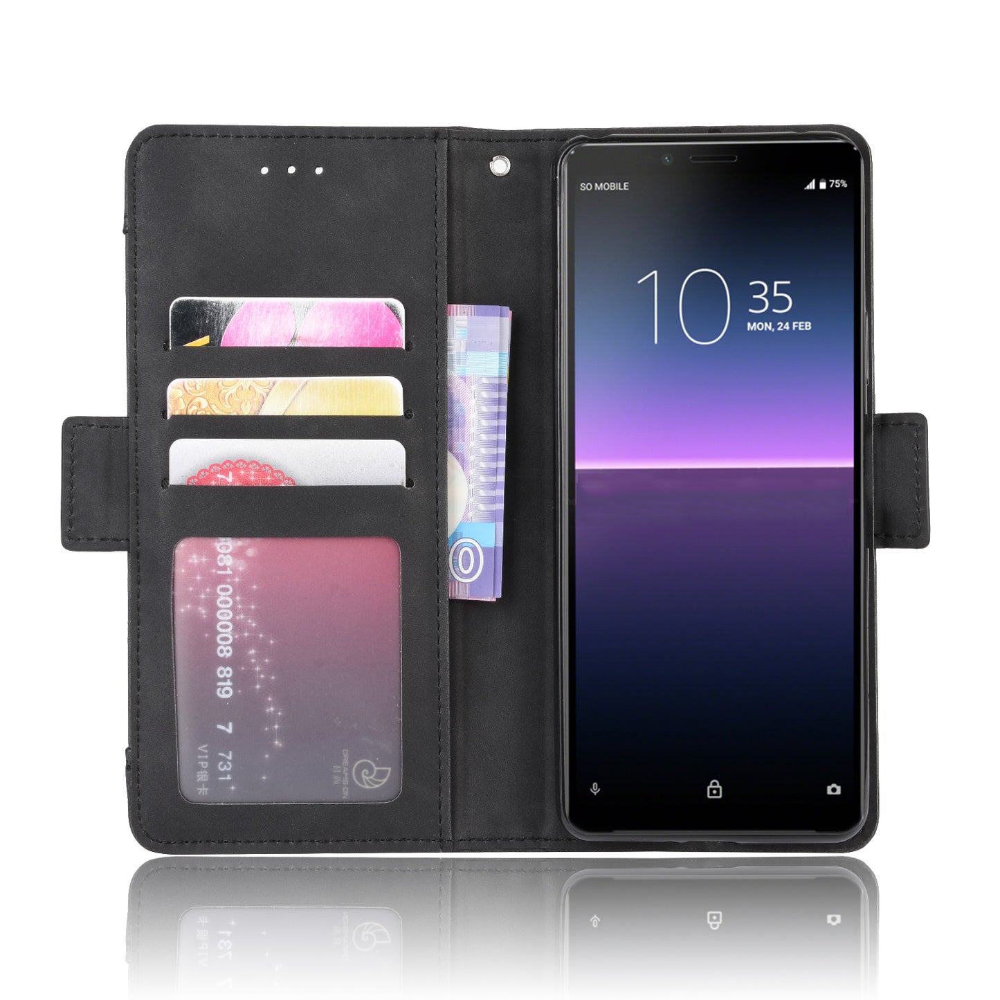 Leather Stand Case with Card Slots for Sony Xperia 10 II