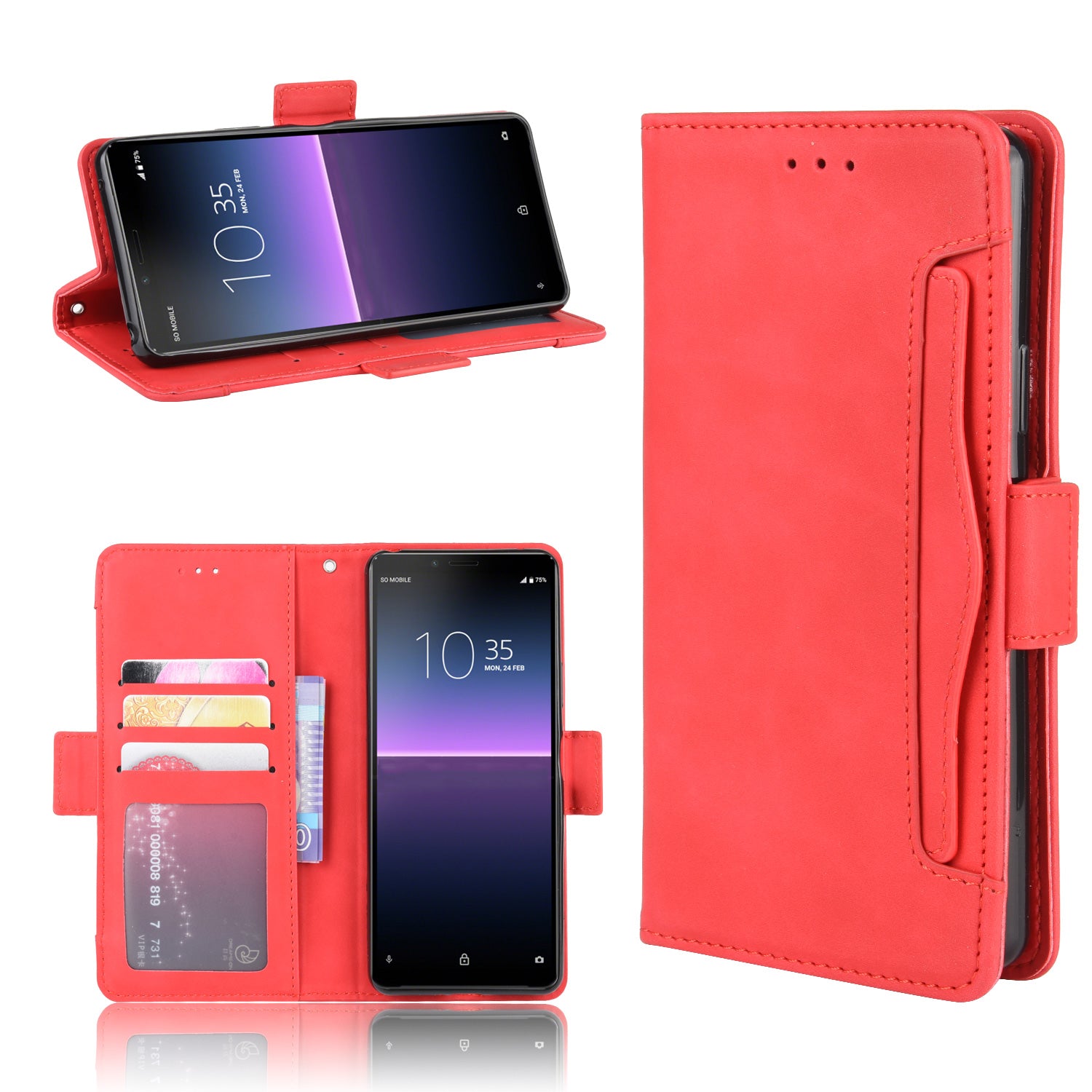 Leather Stand Case with Card Slots for Sony Xperia 10 II