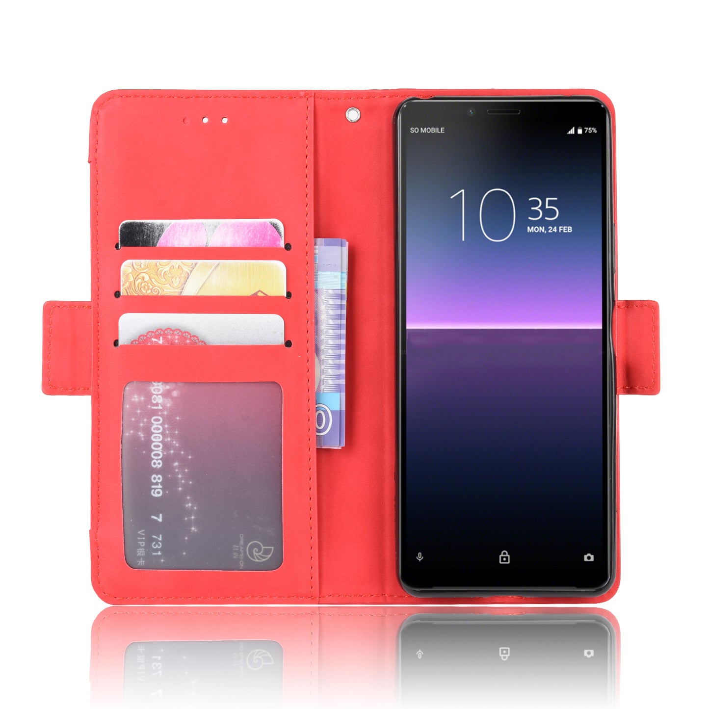 Leather Stand Case with Card Slots for Sony Xperia 10 II