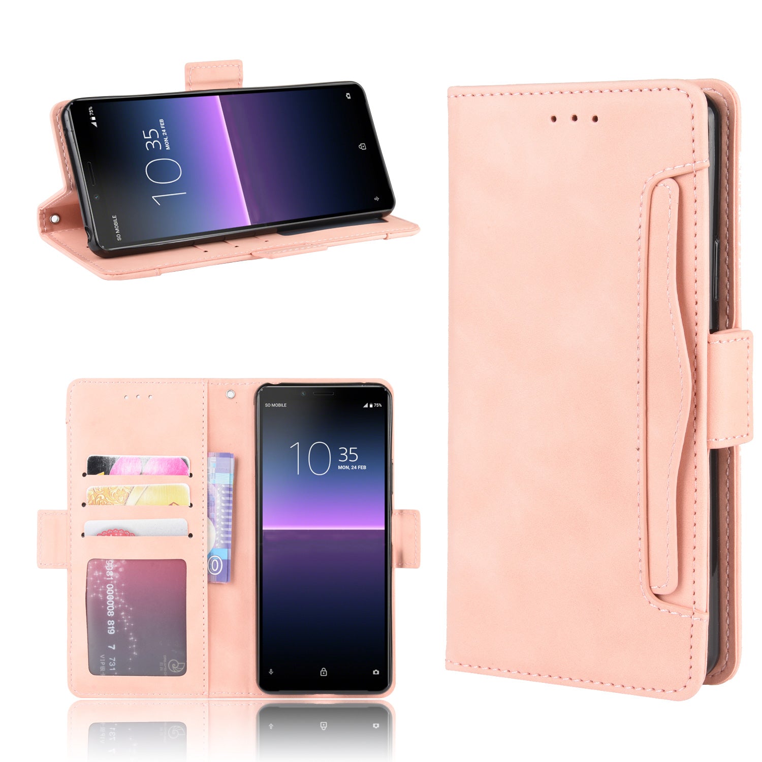 Leather Stand Case with Card Slots for Sony Xperia 10 II