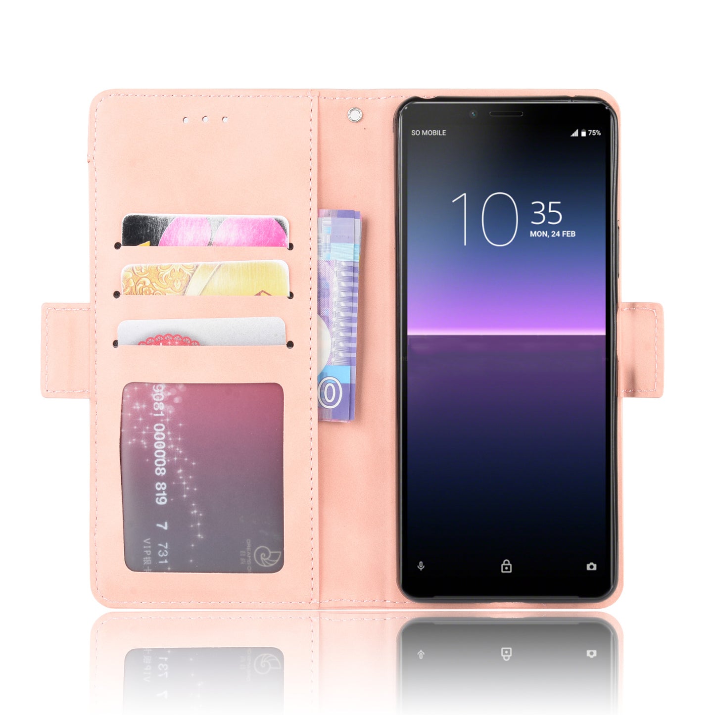 Leather Stand Case with Card Slots for Sony Xperia 10 II