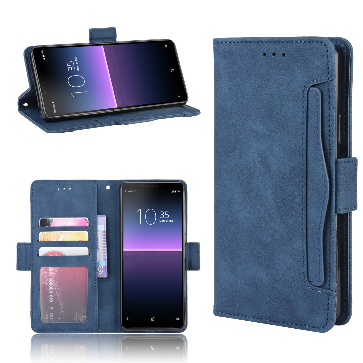 Leather Stand Case with Card Slots for Sony Xperia 10 II