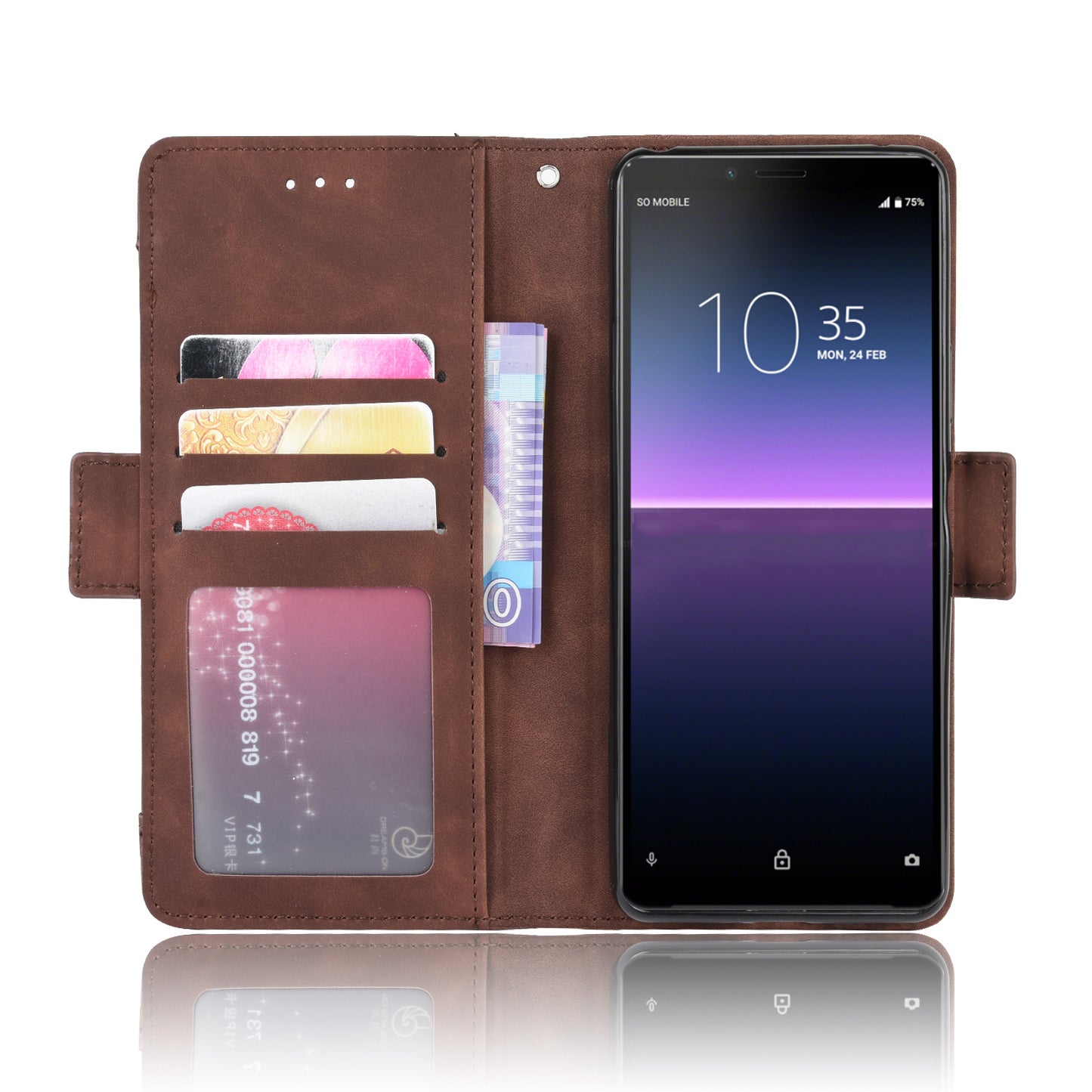 Leather Stand Case with Card Slots for Sony Xperia 10 II