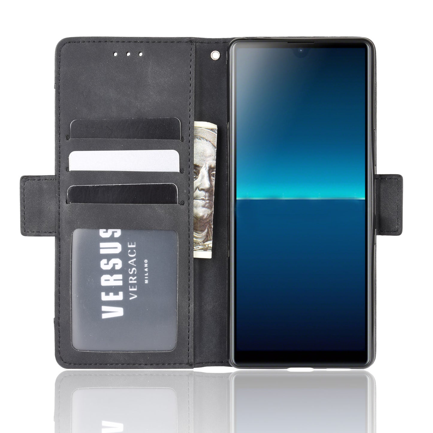 Wallet Stand Flip Leather Phone Case with Multiple Card Slots for Sony Xperia L4
