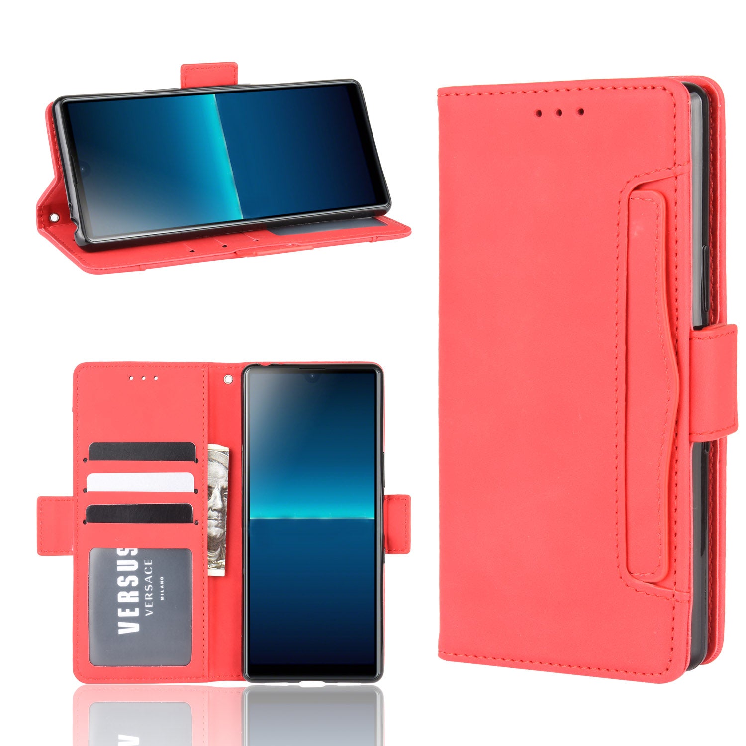 Wallet Stand Flip Leather Phone Case with Multiple Card Slots for Sony Xperia L4