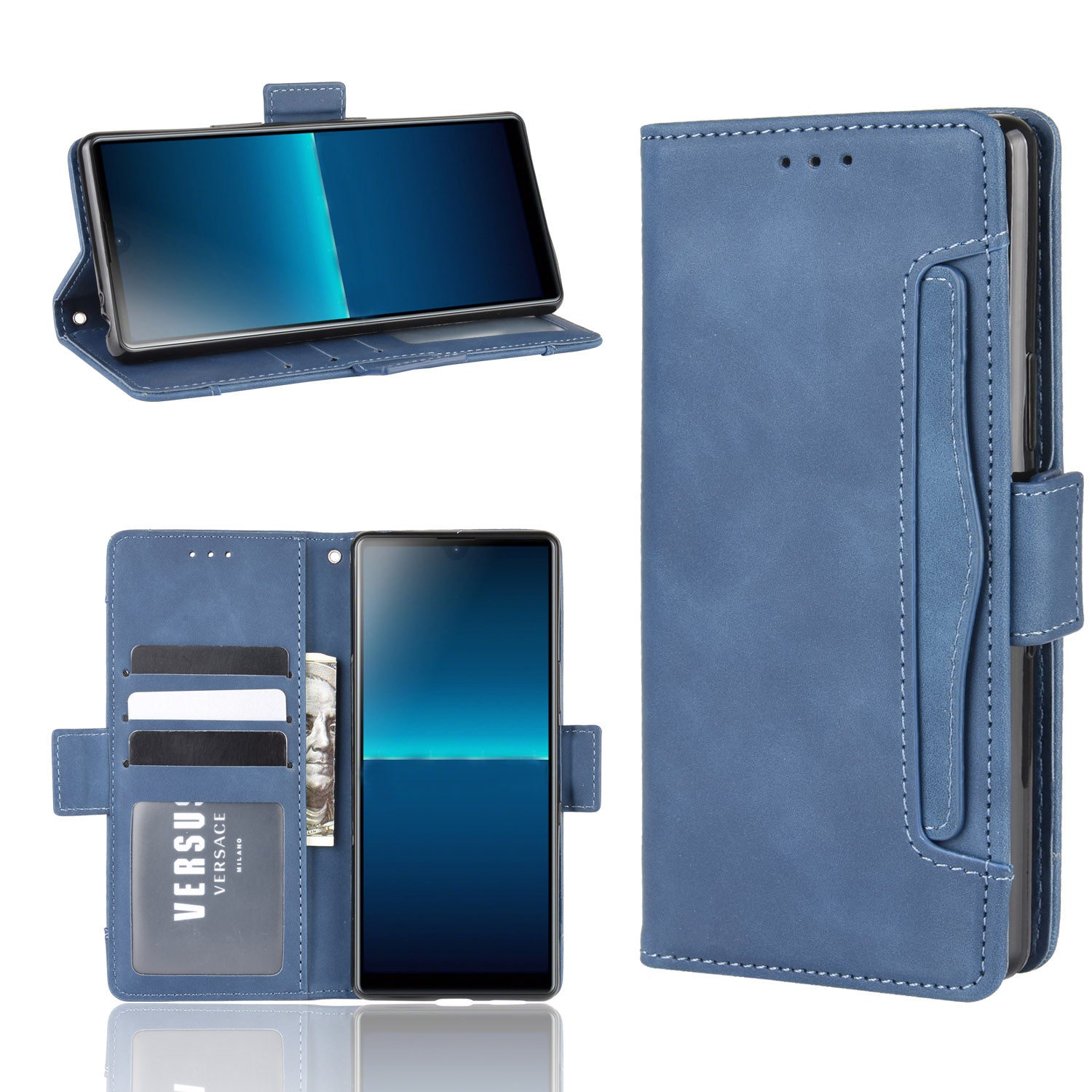 Wallet Stand Flip Leather Phone Case with Multiple Card Slots for Sony Xperia L4