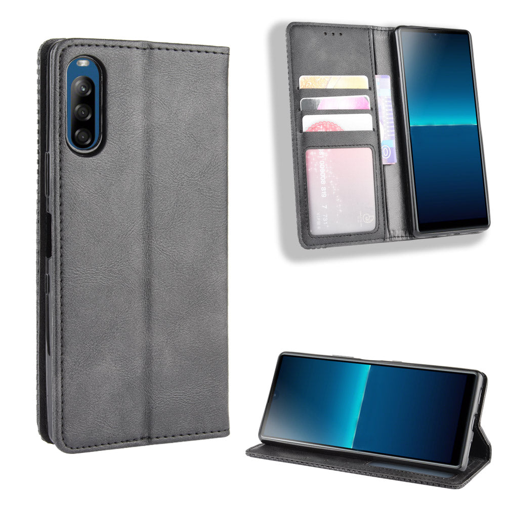 Auto-absorbed Retro PU Leather Wallet Cell Phone Cover for Sony Xperia L4