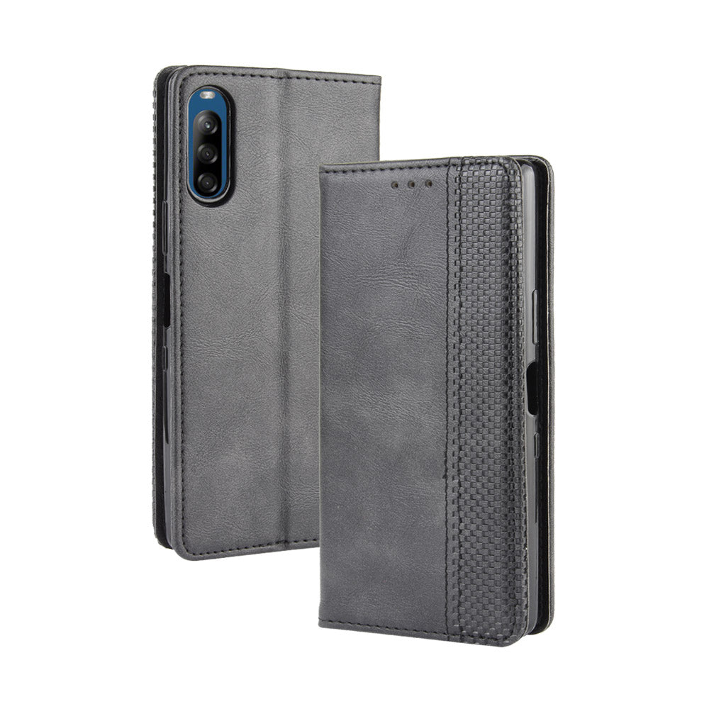 Auto-absorbed Retro PU Leather Wallet Cell Phone Cover for Sony Xperia L4