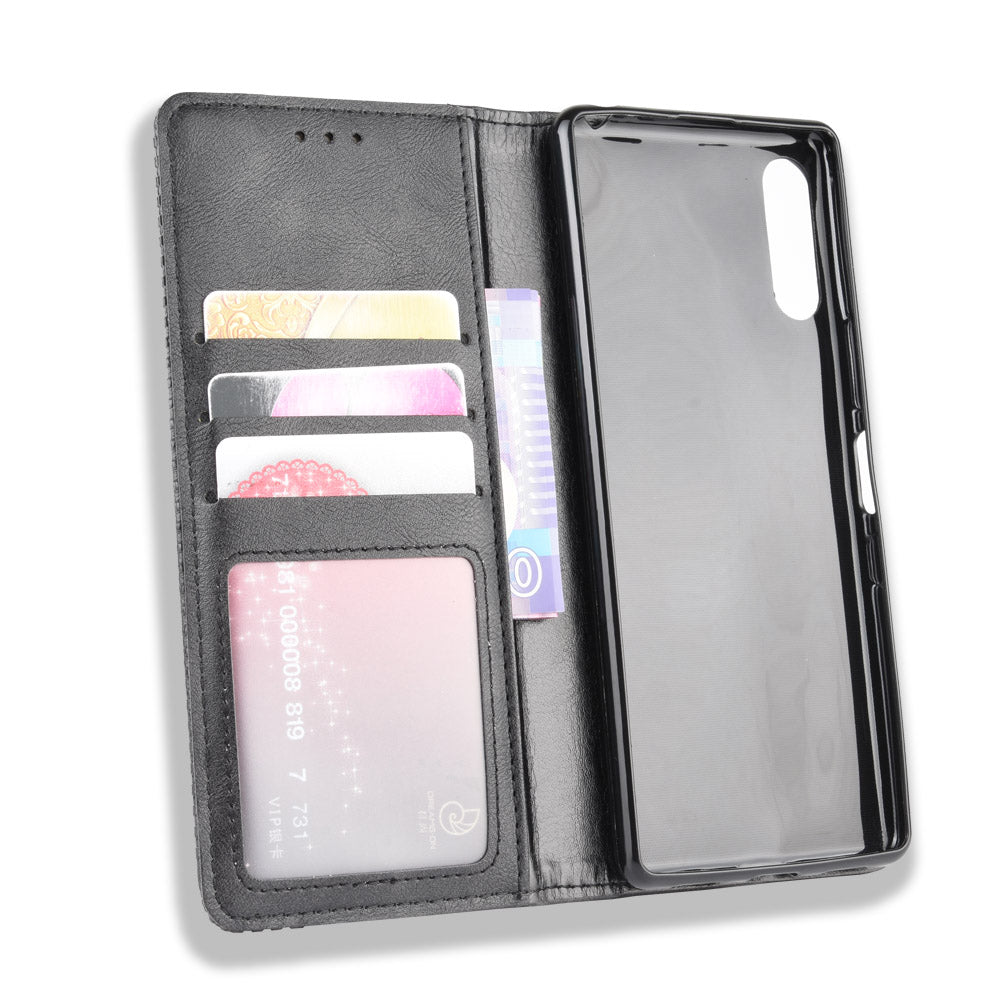 Auto-absorbed Retro PU Leather Wallet Cell Phone Cover for Sony Xperia L4