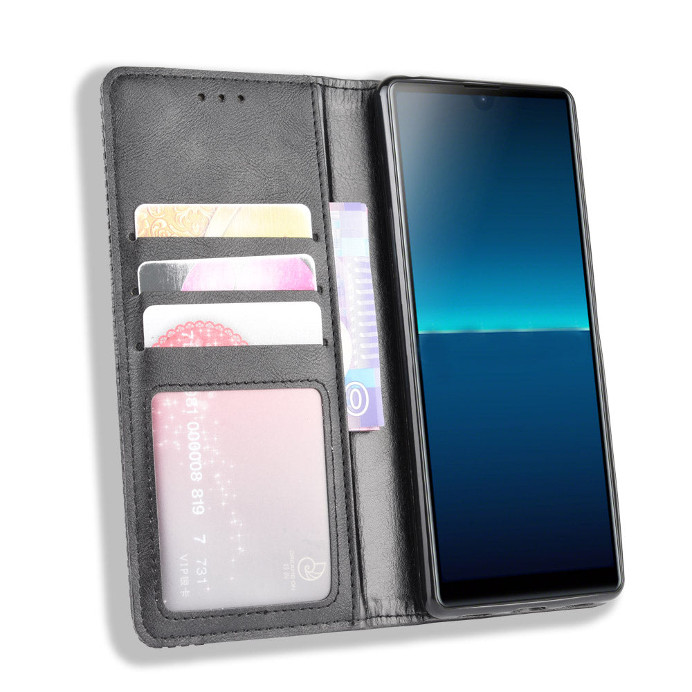 Auto-absorbed Retro PU Leather Wallet Cell Phone Cover for Sony Xperia L4