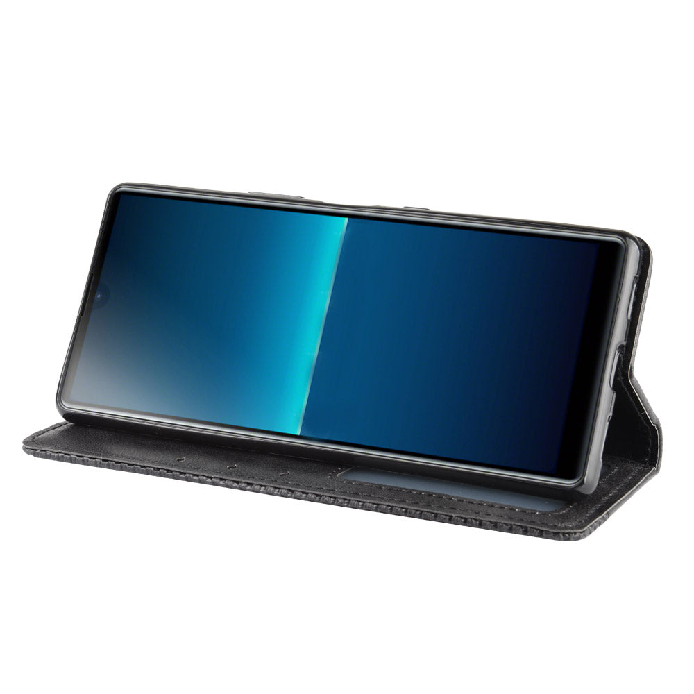 Auto-absorbed Retro PU Leather Wallet Cell Phone Cover for Sony Xperia L4