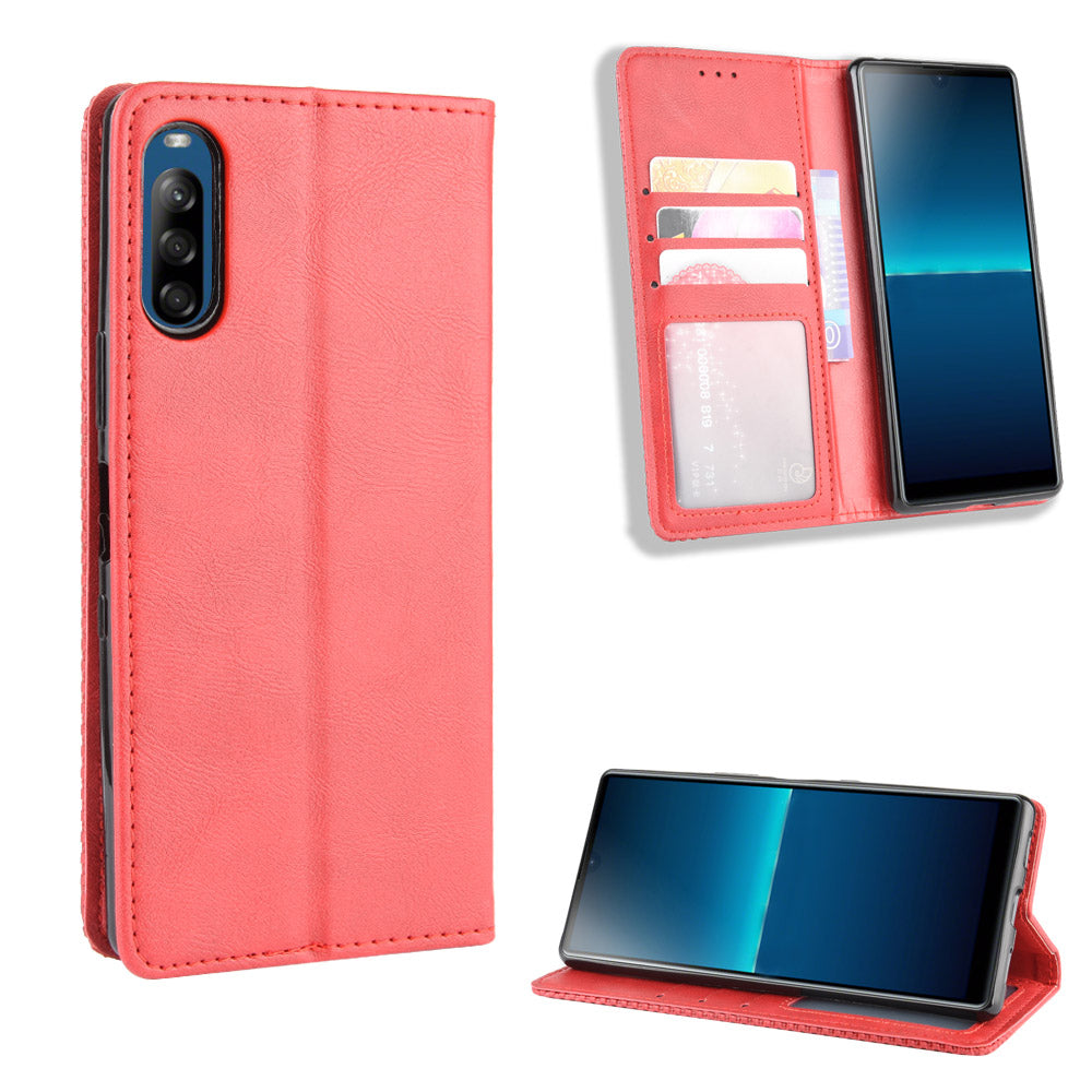 Auto-absorbed Retro PU Leather Wallet Cell Phone Cover for Sony Xperia L4