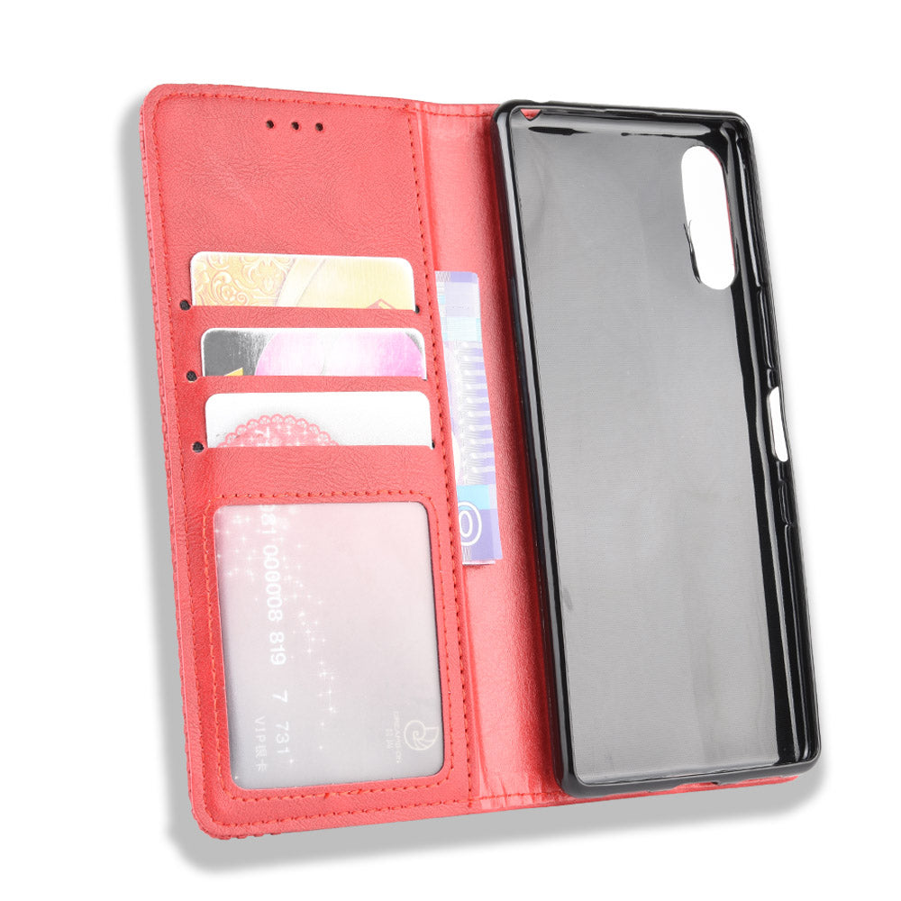 Auto-absorbed Retro PU Leather Wallet Cell Phone Cover for Sony Xperia L4