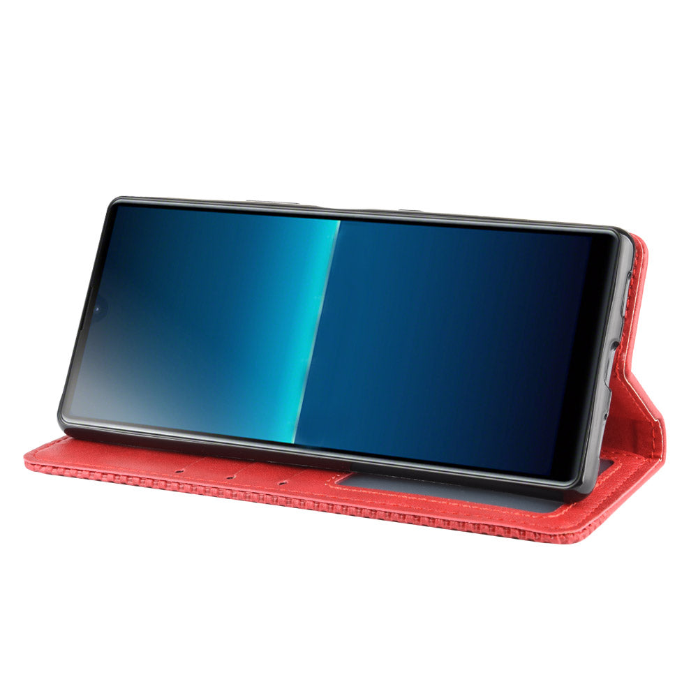 Auto-absorbed Retro PU Leather Wallet Cell Phone Cover for Sony Xperia L4
