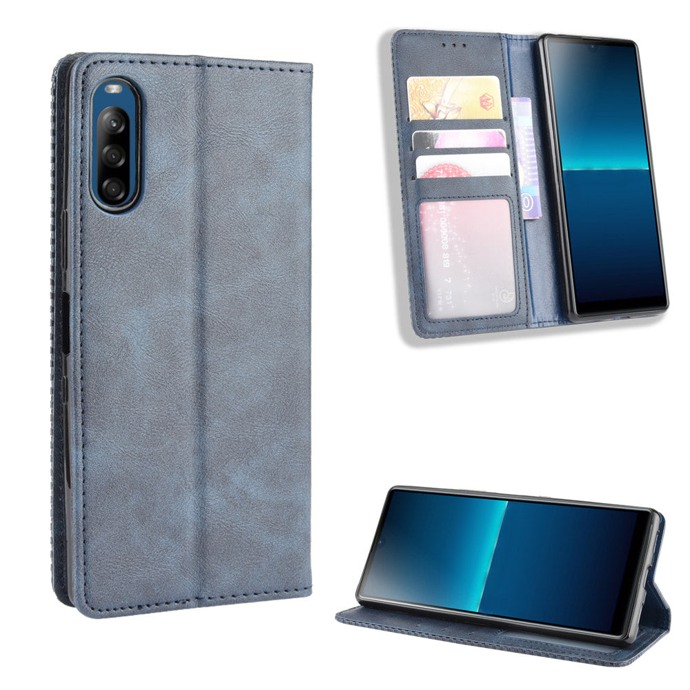Auto-absorbed Retro PU Leather Wallet Cell Phone Cover for Sony Xperia L4