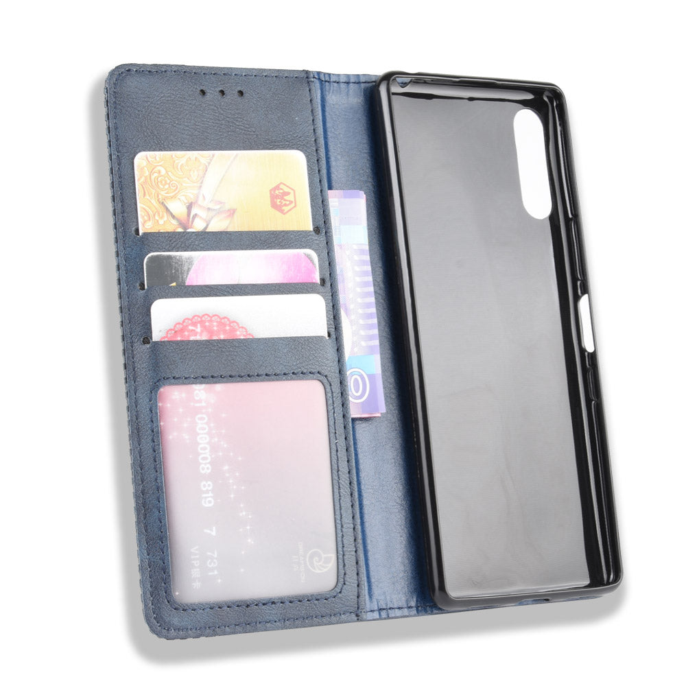 Auto-absorbed Retro PU Leather Wallet Cell Phone Cover for Sony Xperia L4