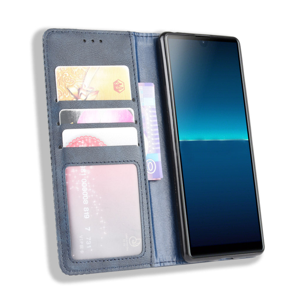 Auto-absorbed Retro PU Leather Wallet Cell Phone Cover for Sony Xperia L4