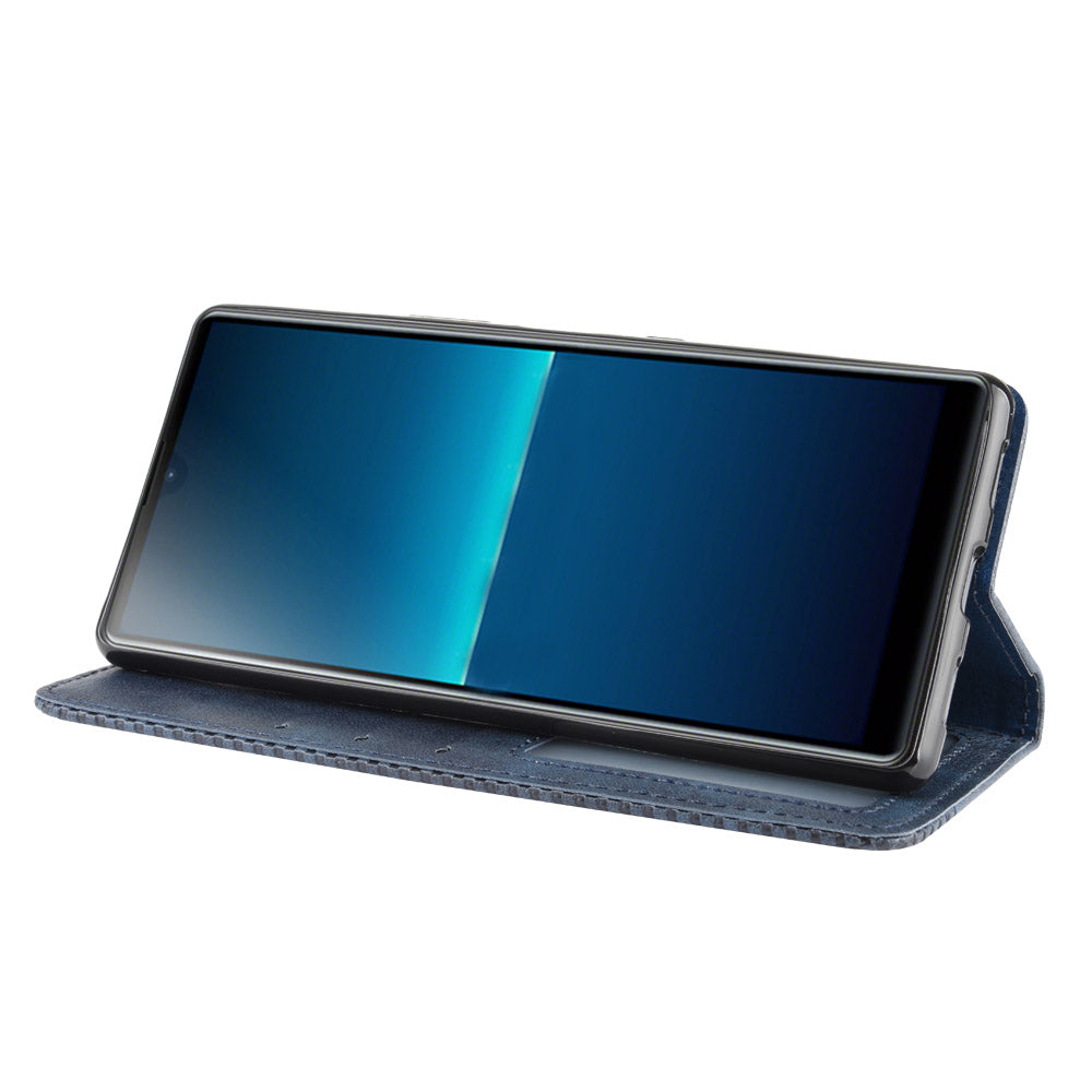 Auto-absorbed Retro PU Leather Wallet Cell Phone Cover for Sony Xperia L4