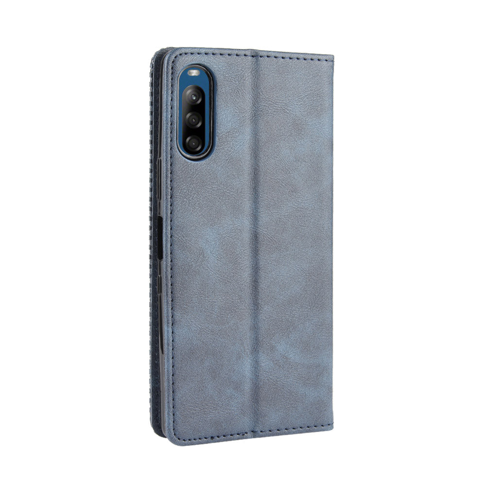 Auto-absorbed Retro PU Leather Wallet Cell Phone Cover for Sony Xperia L4