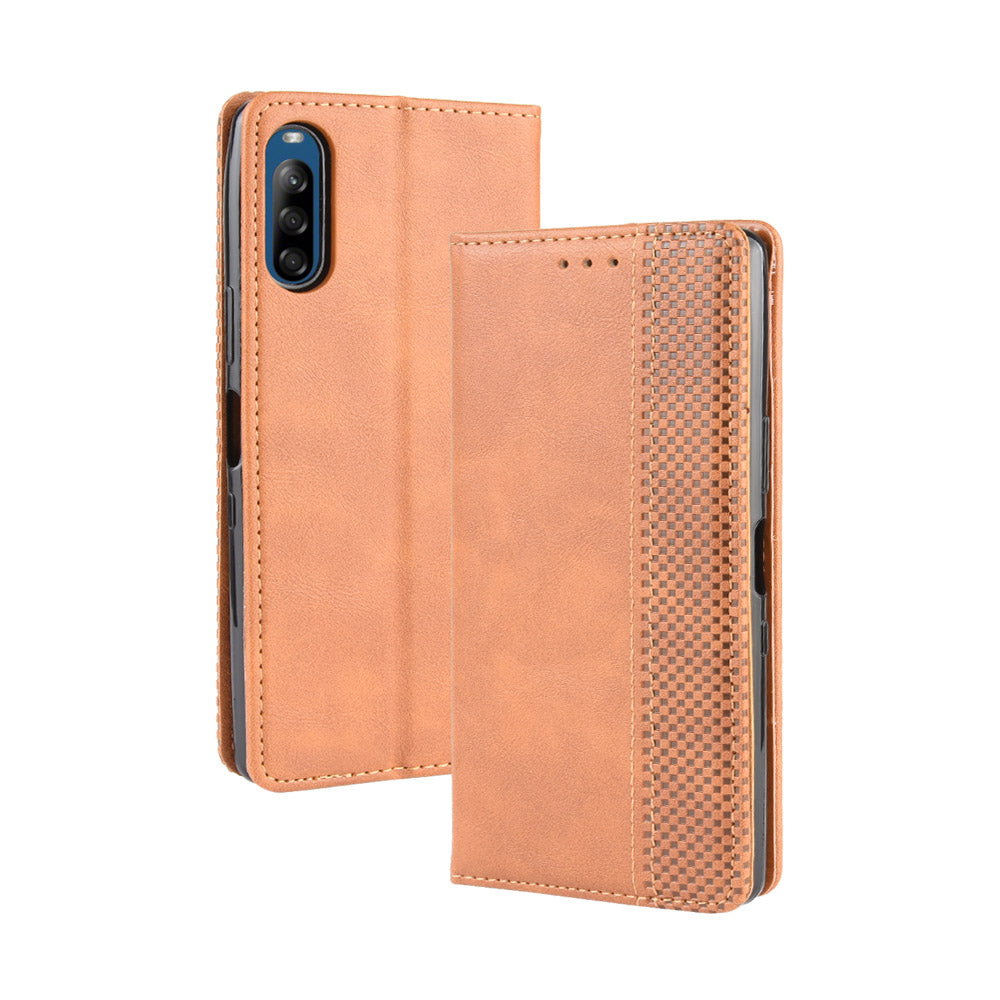 Auto-absorbed Retro PU Leather Wallet Cell Phone Cover for Sony Xperia L4