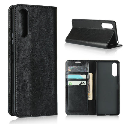 Crazy Horse Wallet Stand Genuine Leather Case Phone Shell for Sony Xperia 10 II