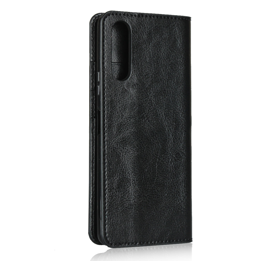 Crazy Horse Wallet Stand Genuine Leather Case Phone Shell for Sony Xperia 10 II